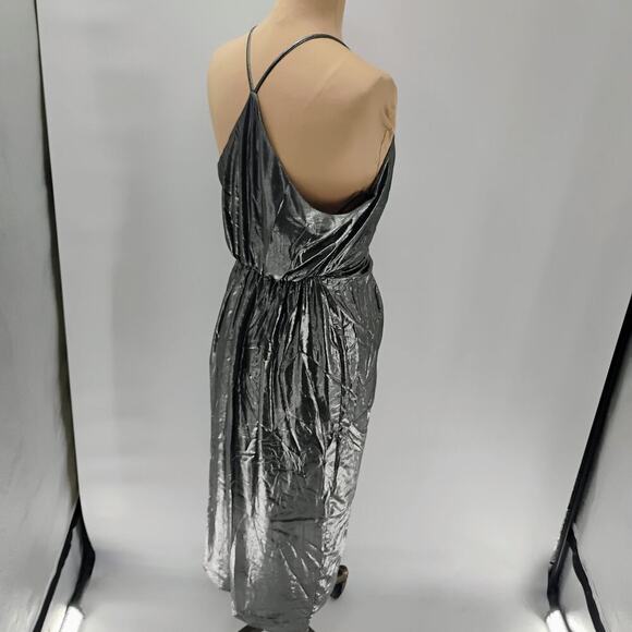 Sheike V-Cut Silver Bodycon Twist Knot Waistline Mini Dress Women's 8 metallic - Picture 14 of 16